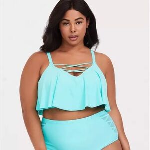 Torrid Wireless Straight Flounce Strappy Bikini Top